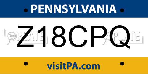 Z18CPQ Pennsylvania License Plate
