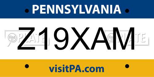 Z19XAM Pennsylvania License Plate