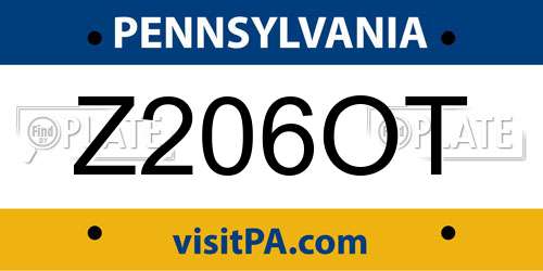 Z206OT Pennsylvania License Plate