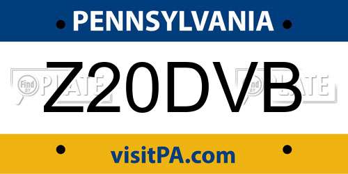 Z20DVB Pennsylvania License Plate