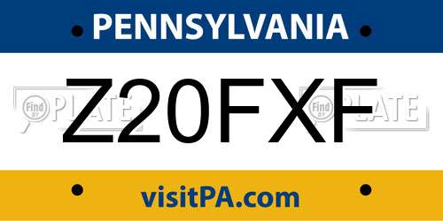 Z20FXF Pennsylvania License Plate