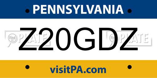 Z20GDZ Pennsylvania License Plate