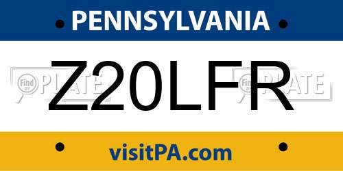 Z20LFR Pennsylvania License Plate