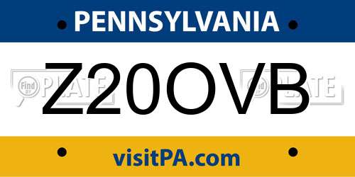 Z20OVB Pennsylvania License Plate