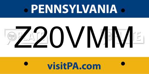 Z20VMM Pennsylvania License Plate