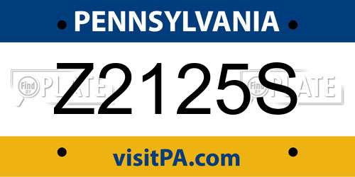 Z2125S Pennsylvania License Plate