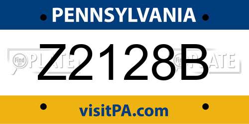 Z2128B Pennsylvania License Plate