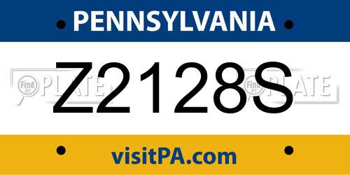 Z2128S Pennsylvania License Plate