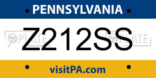 Z212SS Pennsylvania License Plate