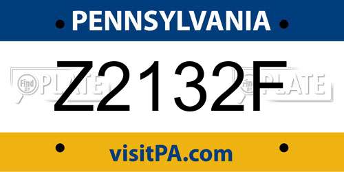 Z2132F Pennsylvania License Plate