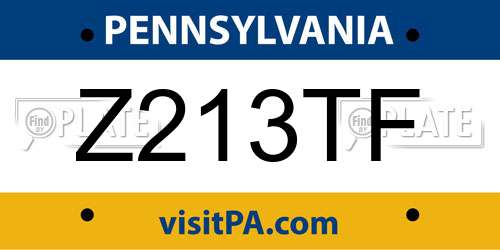 Z213TF Pennsylvania License Plate