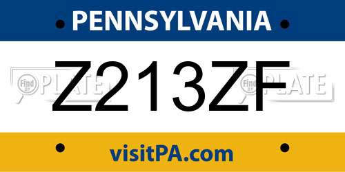 Z213ZF Pennsylvania License Plate