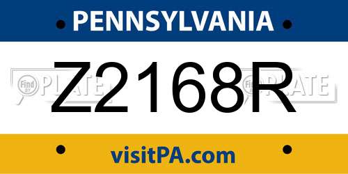 Z2168R Pennsylvania License Plate