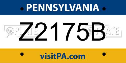 Z2175B Pennsylvania License Plate