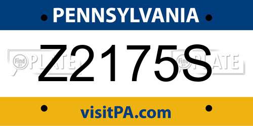 Z2175S Pennsylvania License Plate