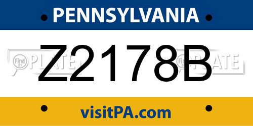 Z2178B Pennsylvania License Plate