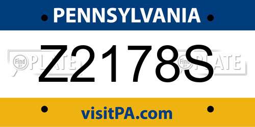 Z2178S Pennsylvania License Plate