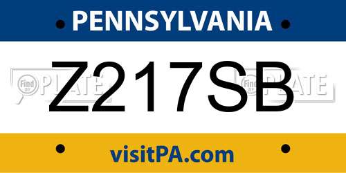 Z217SB Pennsylvania License Plate
