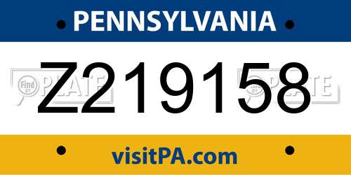 Z219158 Pennsylvania License Plate