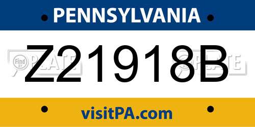 Z21918B Pennsylvania License Plate