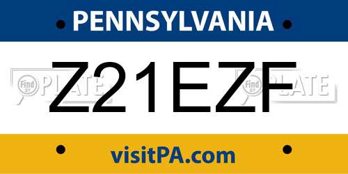 Z21EZF Pennsylvania License Plate