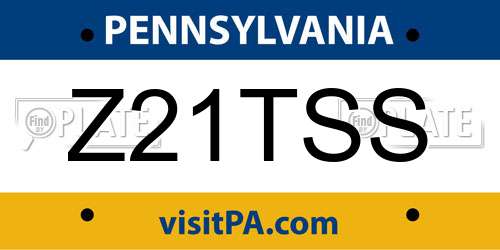 Z21TSS Pennsylvania License Plate