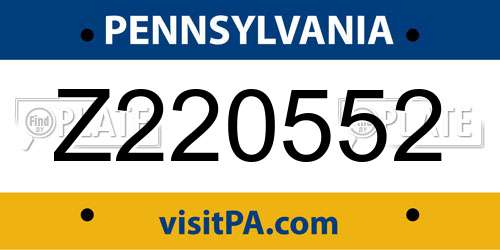 Z220552 Pennsylvania License Plate