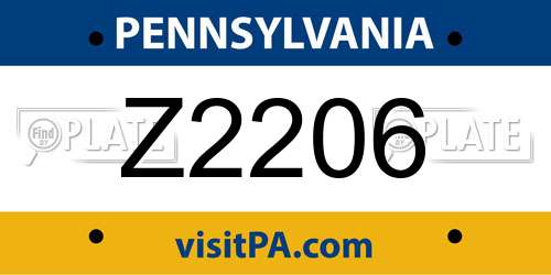 Z2206 Pennsylvania License Plate