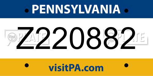 Z220882 Pennsylvania License Plate