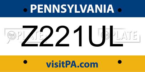 Z221UL Pennsylvania License Plate