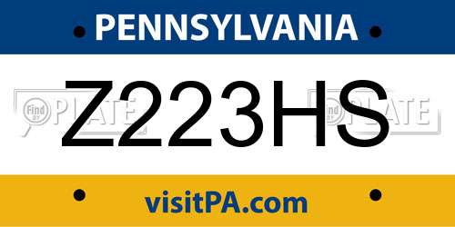 Z223HS Pennsylvania License Plate