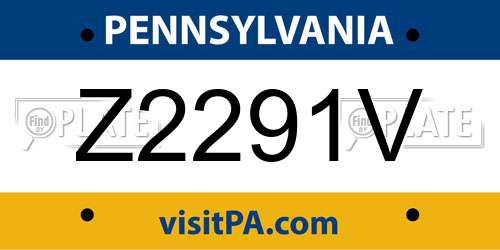 Z2291V Pennsylvania License Plate