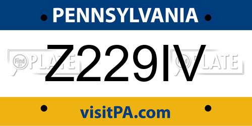 Z229IV Pennsylvania License Plate