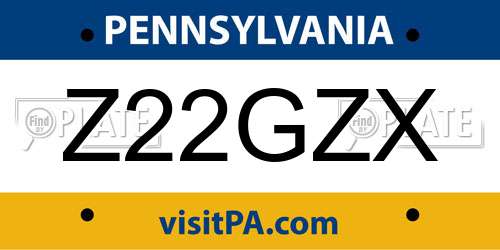 Z22GZX Pennsylvania License Plate