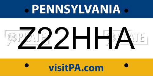 Z22HHA Pennsylvania License Plate