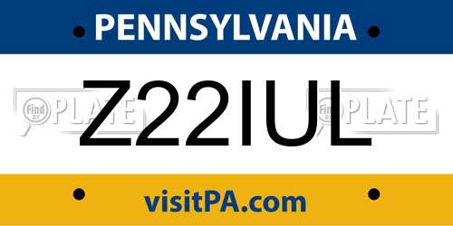 Z22IUL Pennsylvania License Plate