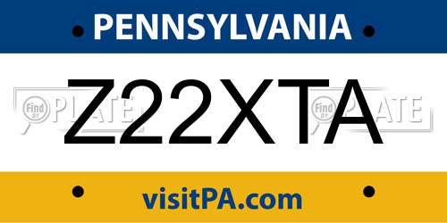 Z22XTA Pennsylvania License Plate