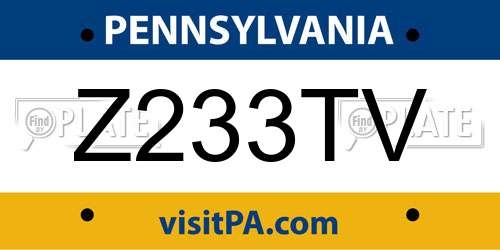 Z233TV Pennsylvania License Plate