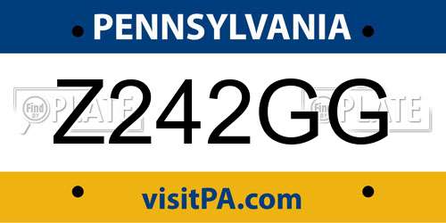 Z242GG Pennsylvania License Plate