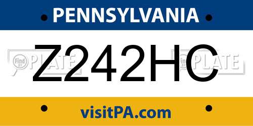 Z242HC Pennsylvania License Plate