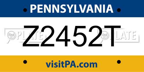 Z2452T Pennsylvania License Plate