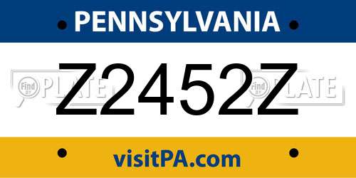 Z2452Z Pennsylvania License Plate