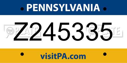 Z245335 Pennsylvania License Plate