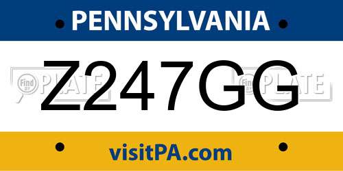 Z247GG Pennsylvania License Plate