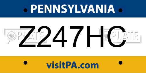 Z247HC Pennsylvania License Plate