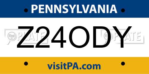 Z24ODY Pennsylvania License Plate