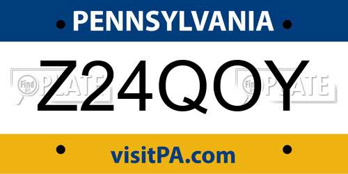 Z24QOY Pennsylvania License Plate