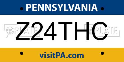 Z24THC Pennsylvania License Plate