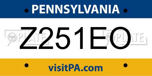 Z251EO Pennsylvania License Plate