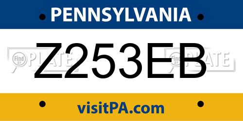 Z253EB Pennsylvania License Plate